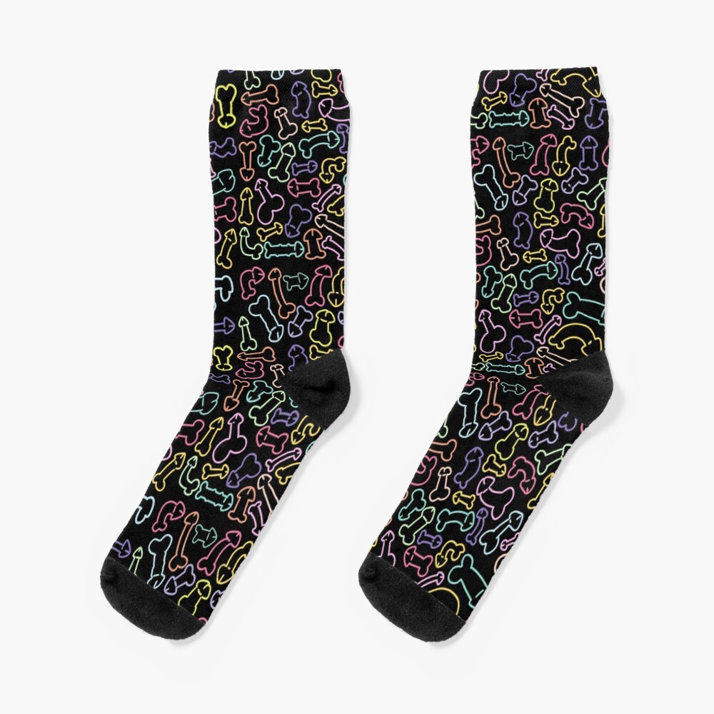 Calcetines for Sale con la obra «PASTEL PENIS PATTERN MASK NEGRO» de  aydapadi | Redbubble