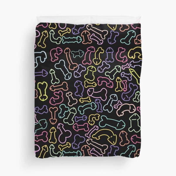 PASTEL PENIS PATTERN MASK BLACK Duvet Cover