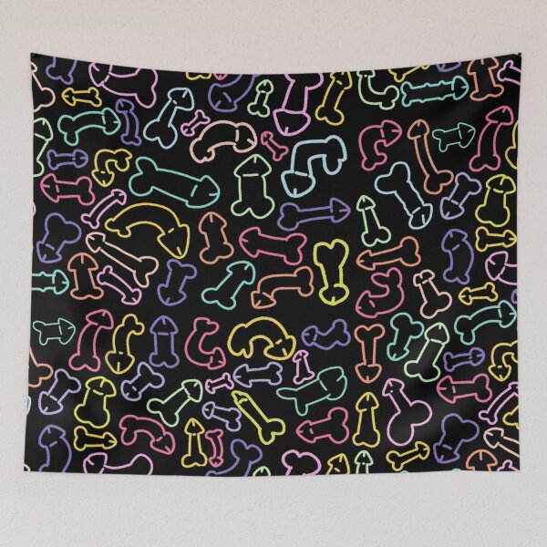 Item preview, PASTEL PENIS PATTERN MASK BLACK designed and sold by aydapadi.