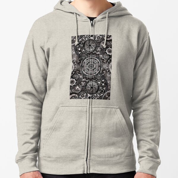 Grey Gear Wall Zipped Hoodie