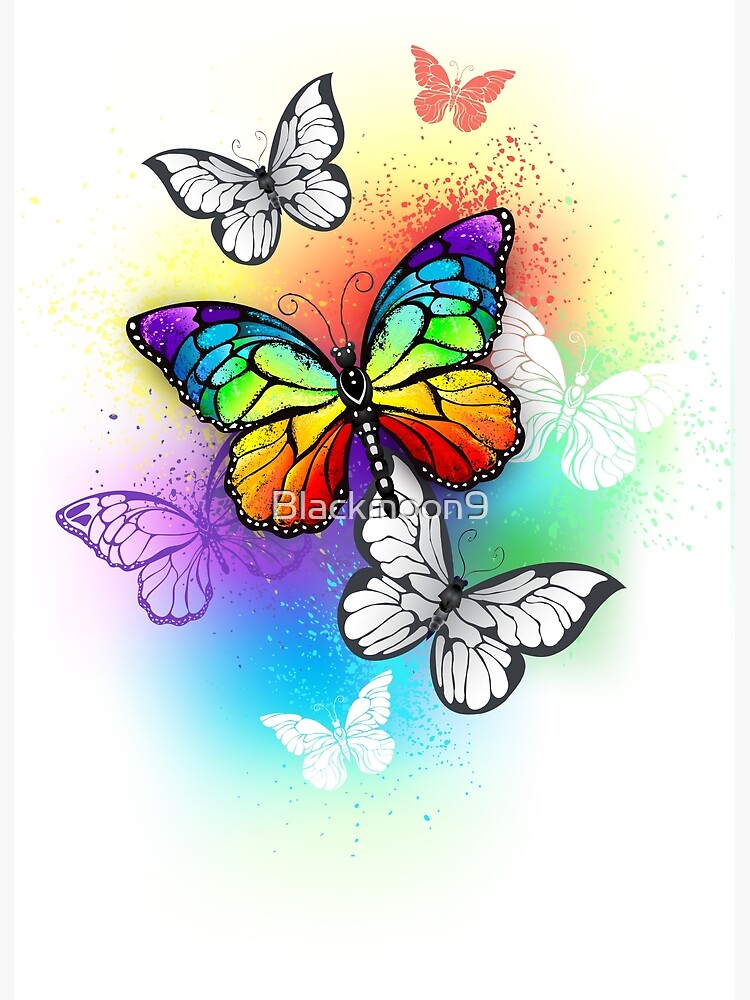 Carte de vœux for Sale avec l'œuvre « Conception avec des papillons  arc-en-ciel » de l'artiste Blackmoon9