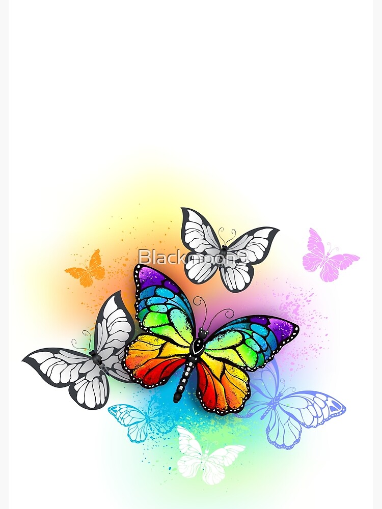 Papier peint Carte postale avec papillon - papillon sur fond bleu