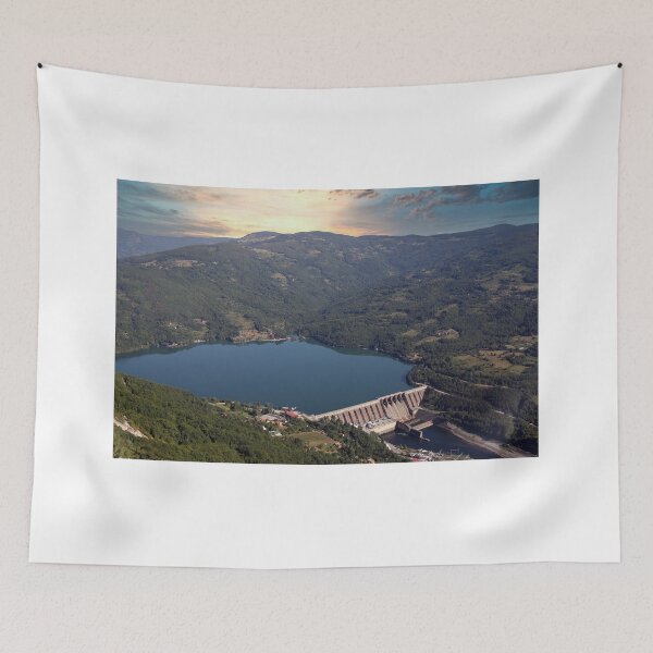 Item preview, hydroelectric power plant on river sunset landscape designed and sold by goceris.