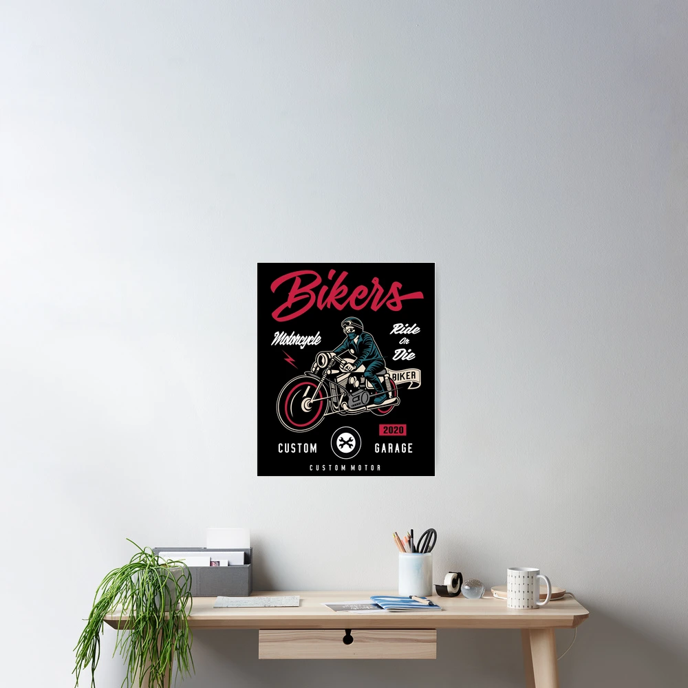 Biker Vintage Motorcycle Rocker Rockabilly Retro Art Classic Rock