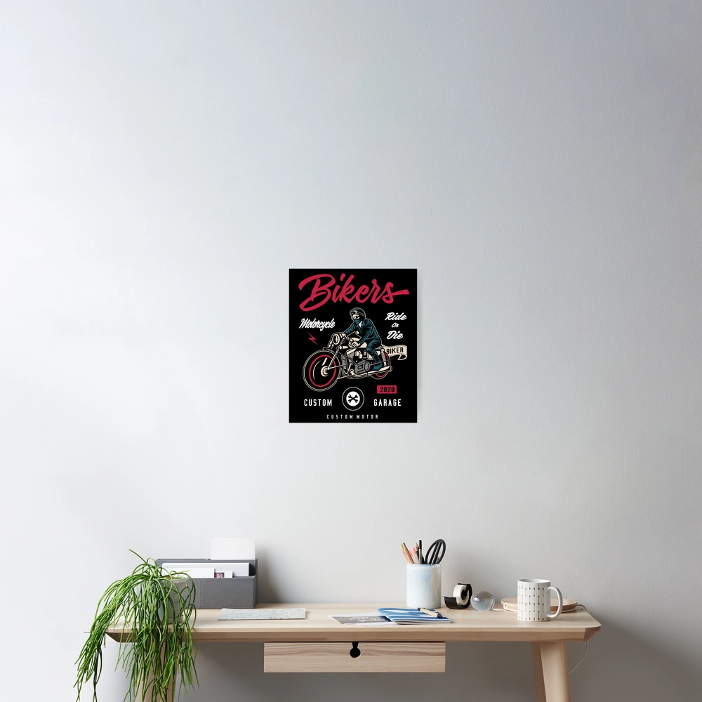Biker Vintage Motorcycle Rocker Rockabilly Retro Art Classic Rock