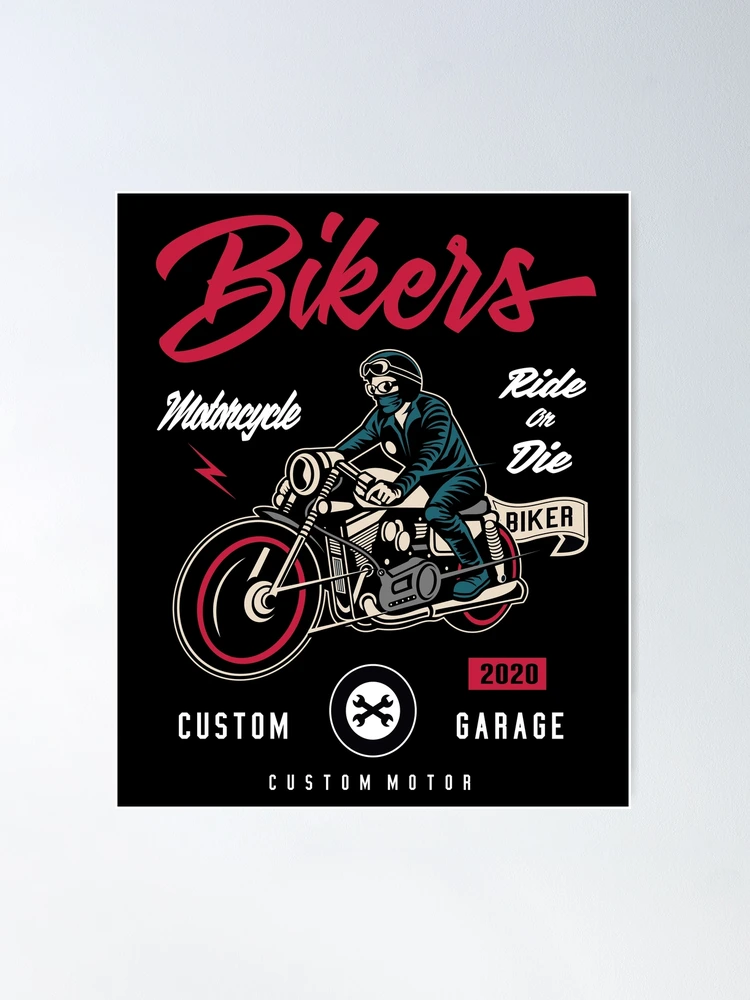 Biker Vintage Motorcycle Rocker Rockabilly Retro Art Classic Rock