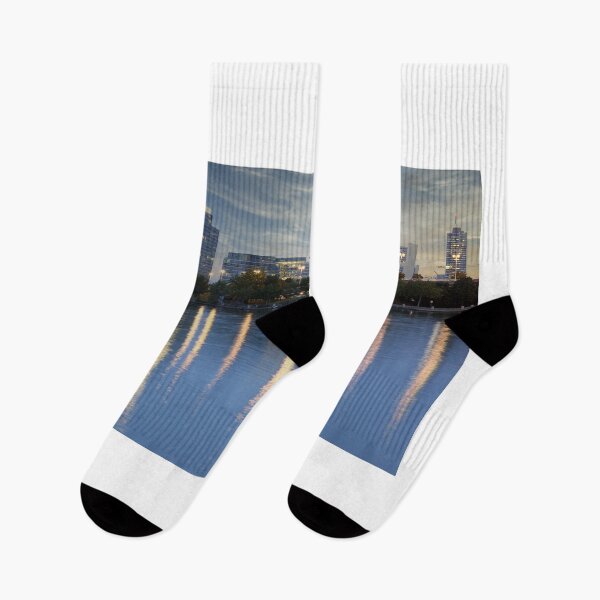 Item preview, Vienna skyline on the Danube river at sunset Austria designed and sold by goceris.