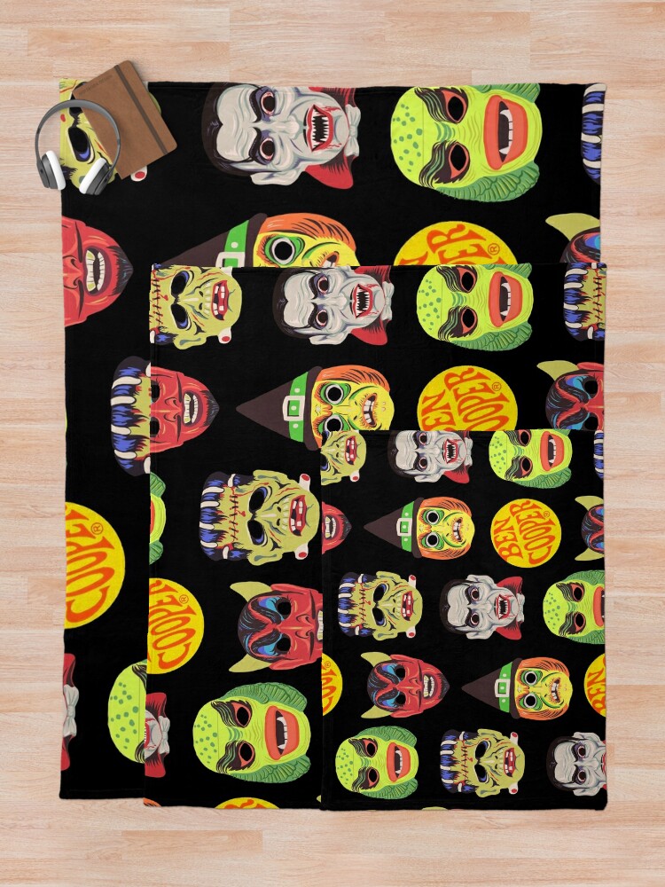 "Vintage Halloween Masks" Throw Blanket for Sale by Shendel Rogers