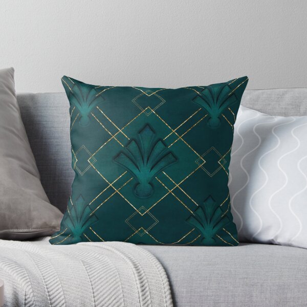 Green White and Peach Throw Pillows Small Decorative Pillow 