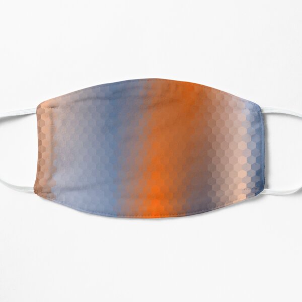 Blue Orange Brown Hexagon Ombre Flat Mask