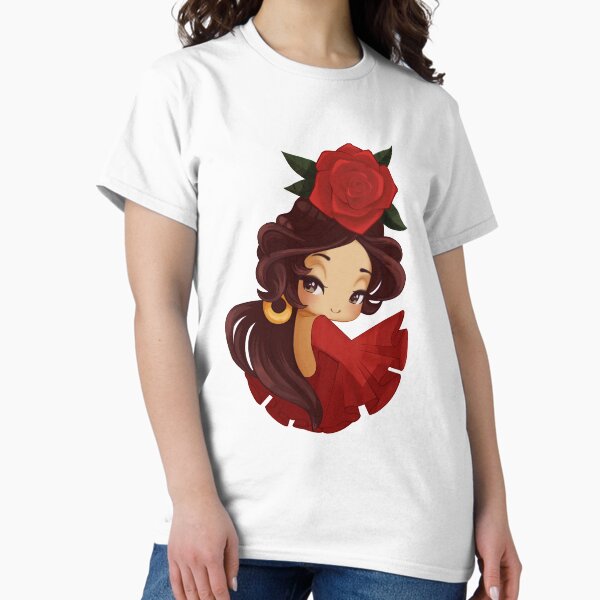 Vista previa del artículo con la obra «Chica española de manga flamenco chibi con una gran rosa roja en el cabello suelto», diseñado y vendido por JeraRS.