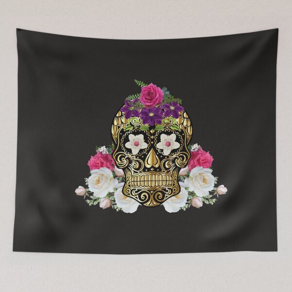 Item preview, Gold Skull With Flowered Eyes And Roses II designed and sold by Diane Gotti.