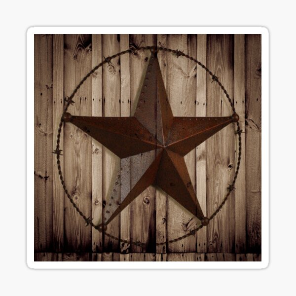 primitive western country barn wood grunge star Sticker