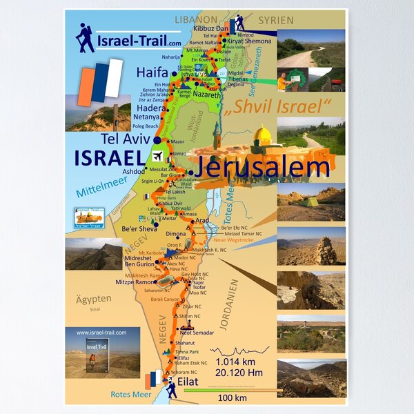 Israel National Trail Map, Shvil Israel Map Poster