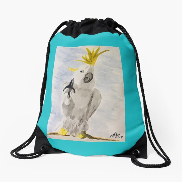 Cheeky cockatoo Drawstring Bag