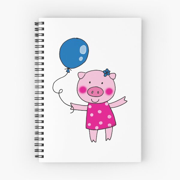 Item preview, cute piggy girl with a blue balloon designed and sold by CuteCartoon.