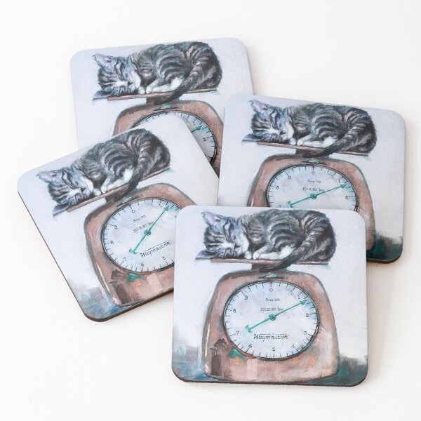 Item preview, Painting of Kitten asleep on vintage copper Scale designed and sold by Julie Mayo.
