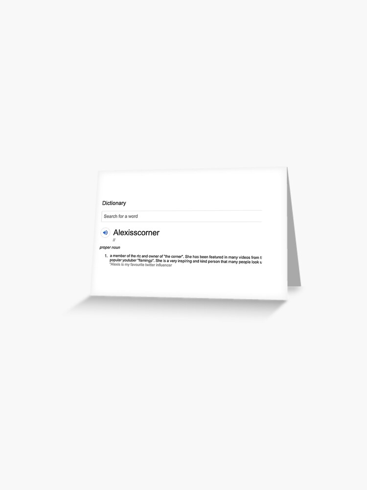 Alexisscorner Definition Greeting Card By Roblox Rtc Redbubble - font roblox word