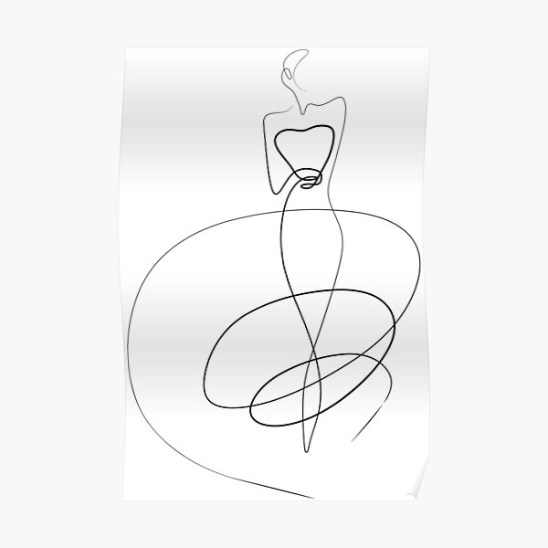 Dior Woman In Dress Line Art Woman Line Drawing Fashion Art Poster By Onelineprint Redbubble