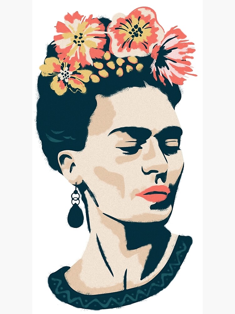 Tarjetas de felicitación «Frida Kahlo en flores» de grafa-designs |  Redbubble