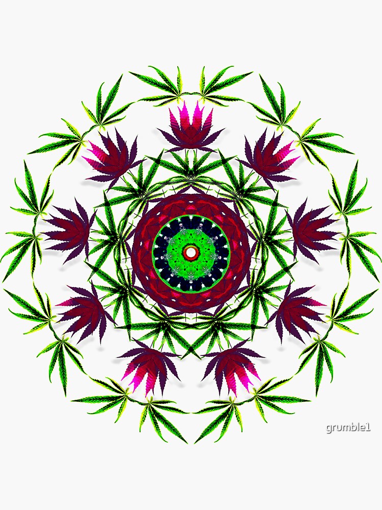 Download "cannabis leaf mandala 4" Sticker by grumble1 | Redbubble