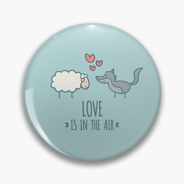 Aperçu de l'œuvre Couple loup et moutons l'amour est dans l'air créée et vendue par MrBoneDesign.