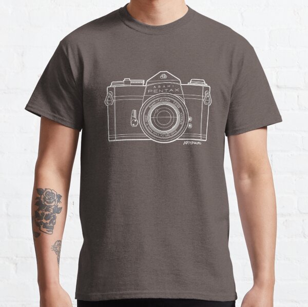 Asahi Pentax 35mm Analog SLR Camera Line Art Graphic White Outline Classic T-Shirt