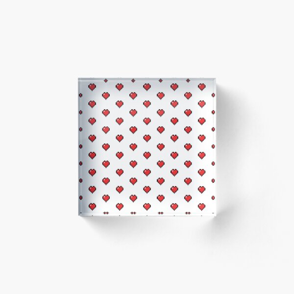 Cute Retro Gaming Hearts Acrylic Block