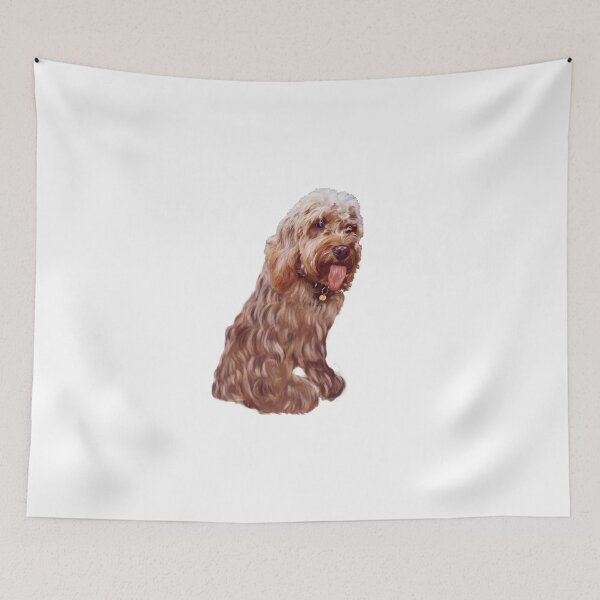 Item preview, Licking tongue Cavapoo Cavoodle puppy dog - cute cavalier king charles spaniel designed and sold by Artonmytee.