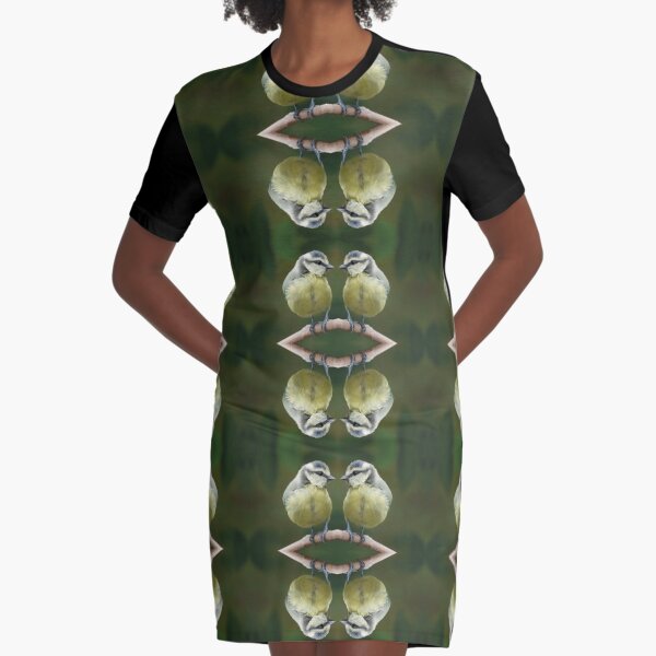 chirpy bird pattern Graphic T-Shirt Dress