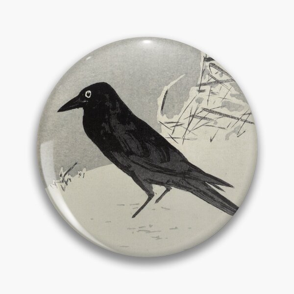 Item preview, Blackbird Near Reeds In Snow - Eigon Bessho - 1890 - woodcut designed and sold by CrankyOldDude.