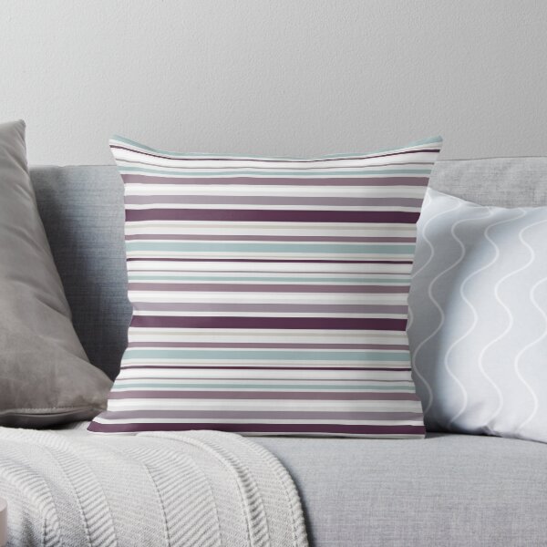 Purple and Duck Egg Blue Stripes Throw Pillow