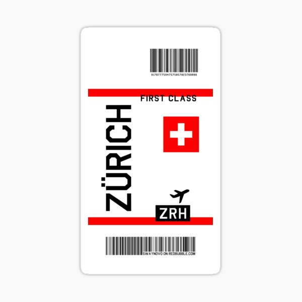 Flight Ticket Zurich Sticker