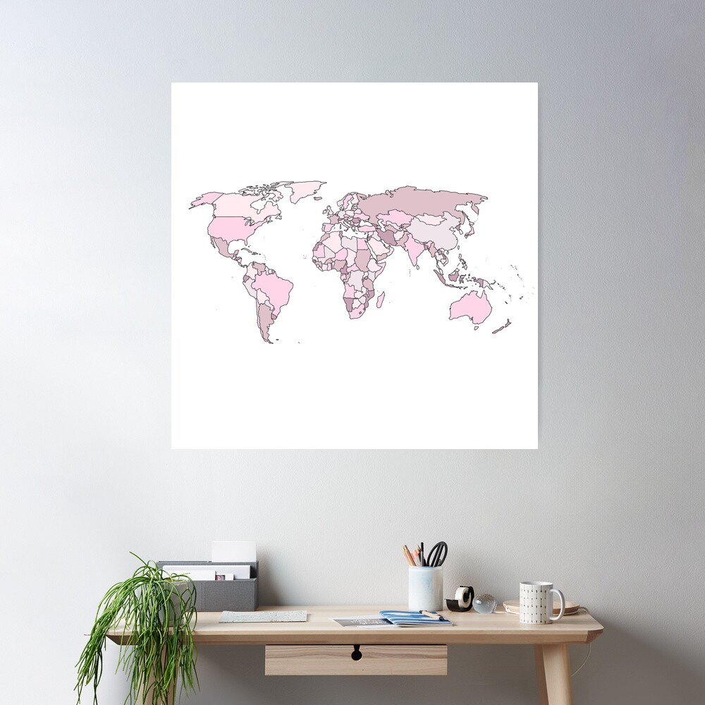 Pastel World Map Art: Canvas Prints, Frames & Posters