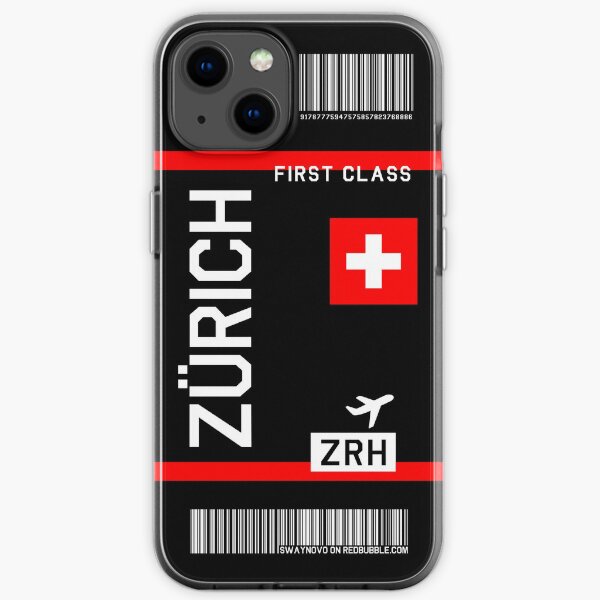 Flight Ticket Zurich in black iPhone Soft Case