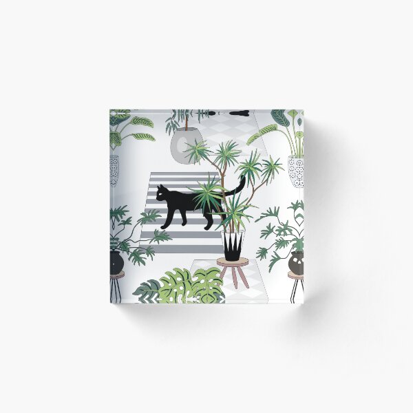 cats in the interior pattern Acrylic Block