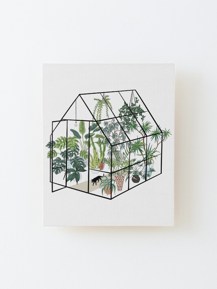 Alternate view of greenhouse with plants Mounted Print