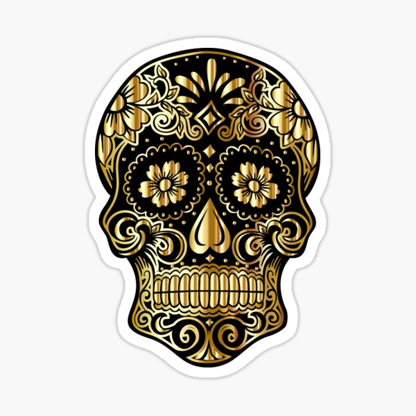 Black and Gold Skull Sticker