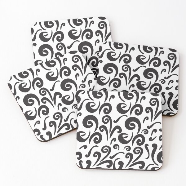 Item preview, Black White abstract floral pattern designed and sold by sigdesign.