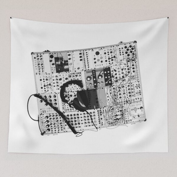 Item preview, analog synthesizer illustration b&w - music equipment designed and sold by ohaniki.
