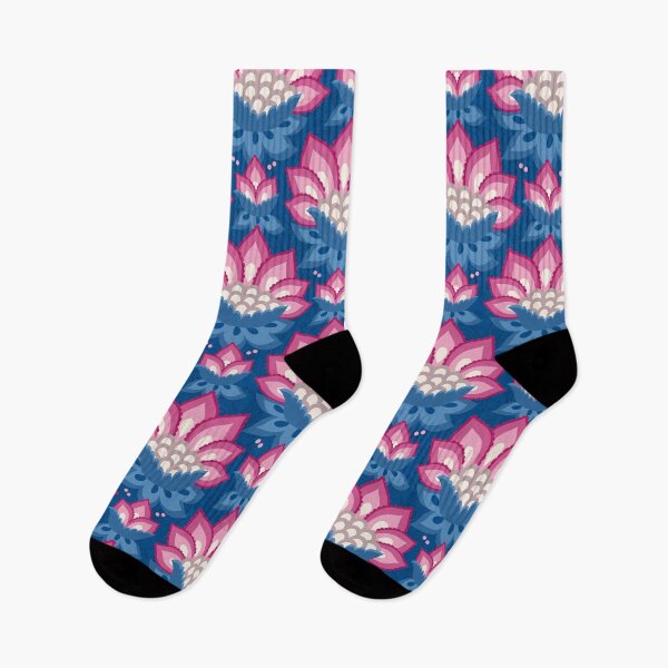 Item preview, JACOBEAN floral 10, navy blue and pink designed and sold by Slanapotam.