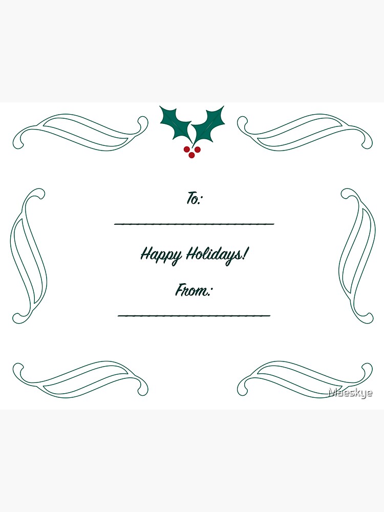 Happy Holidays Gift Label by Maeskye