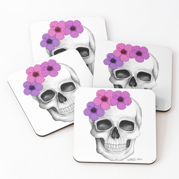Item preview, Skull With Flowers (On White Background) designed and sold by GDGCreations.