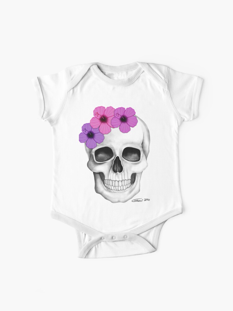 Body para bebé «Calavera Con Flores (Sobre Fondo Blanco)» de GDGCreations |  Redbubble