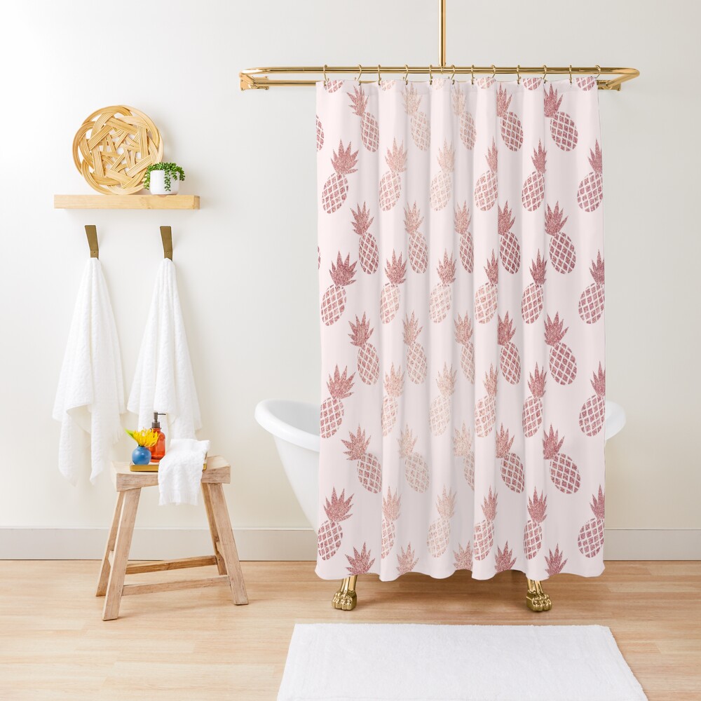 Rose Gold Pineapple Pattern Shower Curtain