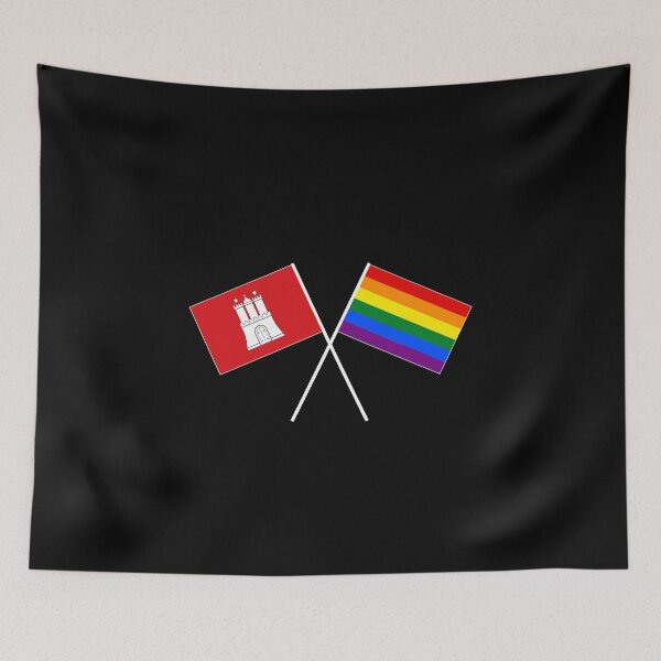 Item preview, Hamburg flag flag crossed LGBT rainbow flag designed and sold by GeogDesigns.