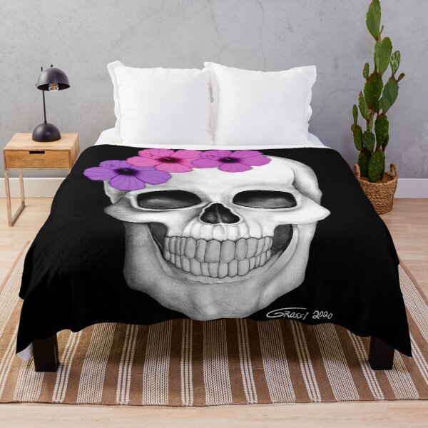 Item preview, Skull With Flowers (On Black Background) designed and sold by GDGCreations.