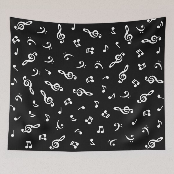 Item preview, Patrón de notas musicales (blanco y negro) designed and sold by ixrid.