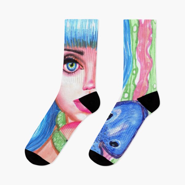 Item preview, Mermaid with Blue Octopus Fantasy Art Illustation designed and sold by LaurieLeighArt.