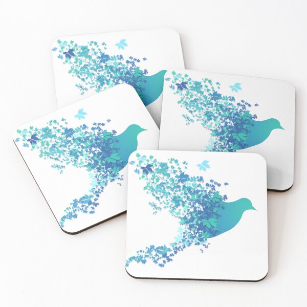 Item preview, blue bird with leaves wings cartoon designed and sold by Nicole Bleck.